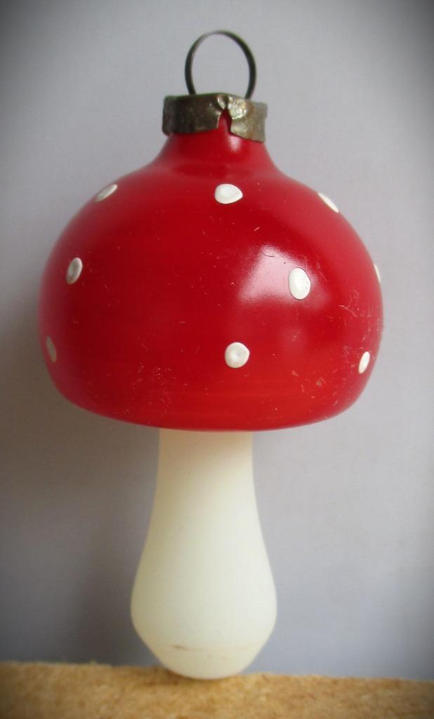 Paddestoel glas~Brocante Glazen Kerstpaddestoel rood witte, Antiek en Kunst, Antiek | Overige Antiek, Ophalen of Verzenden