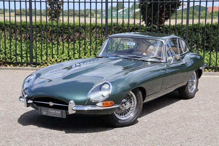 Jaguar E-Type 4.2 FHC, Auto's, Jaguar, Bedrijf, E-Type, Benzine, Coupé, Handgeschakeld, Geïmporteerd, Groen, Beige, Leder, Ophalen