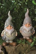 Leuke, vrolijke Kabouter, staande Tuinkabouter, grijs groen, Ophalen of Verzenden, Nieuw, Kunststof, Tuinkabouter