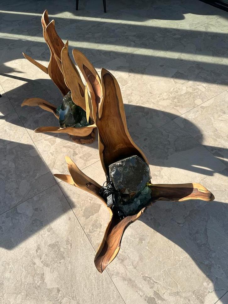 Unieke Houten Sculptuur met Kristal, Antiek en Kunst, Kunst | Designobjecten, Ophalen