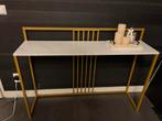 Sidetable console | 120cm x 89cm | goud / wit marmerlook, Ophalen, 100 tot 150 cm, Zo goed als nieuw, 25 tot 50 cm
