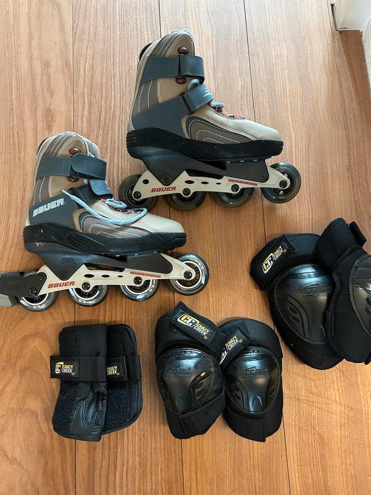 Bauer Skeelers Dames mt 39 - Nieuw! Compleet met beschermers, Sport en Fitness, Skeelers, Nieuw, Inline skates 4 wielen, Bauer