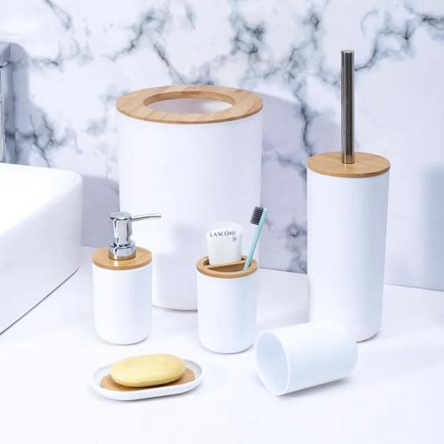 Luxe Duurzame Bamboe 6-Delige Badkamer Set, Huis en Inrichting, Woonaccessoires | Overige, Nieuw, Ophalen of Verzenden
