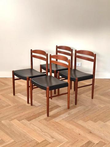 Set 4 vintage stoelen Zweeds design teak hout jaren 50/60 beschikbaar voor biedingen
