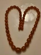 Vintage 1970 Amber  Kralen Ketting barnsteen, Ophalen of Verzenden, Gebruikt, Bruin, Kunststof