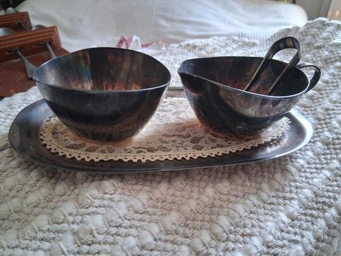Oud vintage Gero Sola  Suikerpot & Melkkan - Vintage Antiek, Antiek en Kunst, Antiek | Goud en Zilver, Zilver, Ophalen of Verzenden