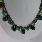Antieke Kralenketting Turquoise, Geel, Brons, Verzenden