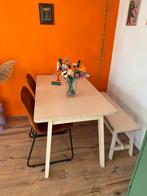 Eettafel met bankje, Ophalen, Gebruikt, 100 tot 150 cm, 50 tot 100 cm