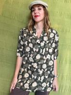 Vintage blouse, maat 42/XL - groen - lichte bloemen - 90's, ,, Maat 42/44 (L), Miss H update, Ophalen of Verzenden