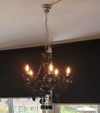 Zwarte 5-arms kroonluchter, Huis en Inrichting, Ophalen of Verzenden, Gebruikt, Glas, Klassiek