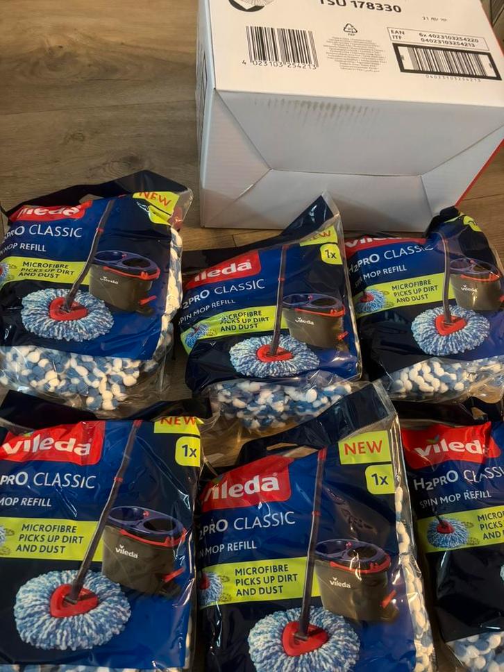 Nieuwe doos met 6 x Vileda H2Pro Spin Mop Vervanging, Huis en Inrichting, Schoonmaakartikelen, Mop of Dweil, Ophalen of Verzenden