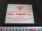 sticker Hardinxveld Giessendam GEBR. TIMMER BV Timmerbedrijf, Ophalen, Zo goed als nieuw, Sticker