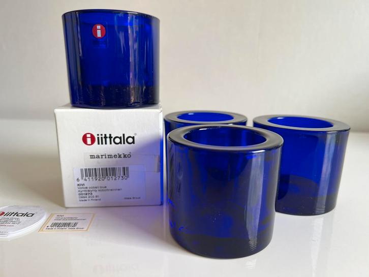 4 Iittala KIVI Marimekko Waxinelichthouder~Cobalt Blue 1988, Huis en Inrichting, Woonaccessoires | Kandelaars en Kaarsen, Zo goed als nieuw