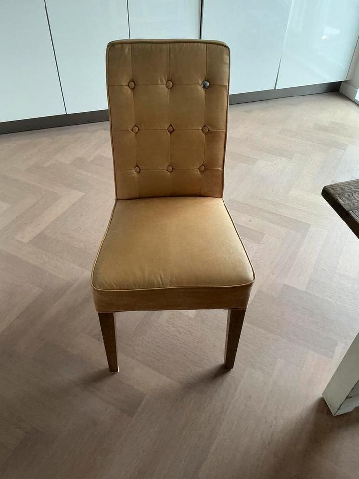 4 Cape Breton eetkamerstoelen Riviera Maison kleur naturel, Huis en Inrichting, Stoelen, Gebruikt, Vier, Leer, Overige kleuren