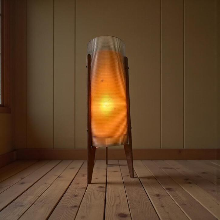 Vintage mini raket tafellamp / lampje 'Rotaflex', Huis en Inrichting, Lampen | Tafellampen, Gebruikt, Minder dan 50 cm, Ophalen