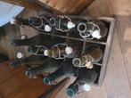 Zeer oud vol houten krat met beugelflessen, Verzamelen, Biermerken, Ophalen of Verzenden, Gebruikt, Flesje(s), Overige merken