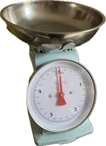 Retro Analoog Keukenweegschaal blauw/groen 5kg beschikbaar voor biedingen