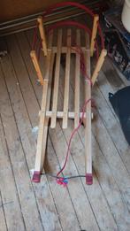 Houten slee met rugleuning, Kinderen en Baby's, Ophalen, Rugleuning, Gebruikt, Hout