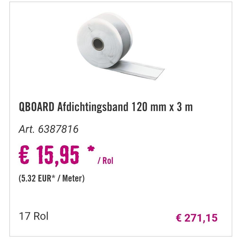 Afdichtband, Doe-het-zelf en Verbouw, Minder dan 4 cm, Overige materialen, Nieuw, Ophalen of Verzenden