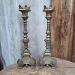 2x Brocante oude koperen kandelaar kerkkandelaar *Etage3*, Huis en Inrichting, Gebruikt, ., Ophalen of Verzenden, .
