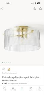 Westwing Geribbeld Glas Lamp, Huis en Inrichting, Lampen | Hanglampen, Ophalen, Zo goed als nieuw, Glas, Minder dan 50 cm