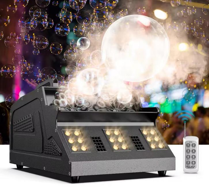 Rook- en bellenblaasmachine LED 1500W met afstandsbediening, Muziek en Instrumenten, Licht en Laser, Nieuw, Rookmachine, Geluidgestuurd