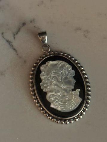  Antiek Cameo Medaillon – Zilver – ca. 1920–1940 beschikbaar voor biedingen
