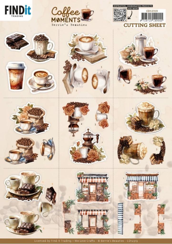 Berrie's Beauties CD12319 Coffee Moments Mini 3D knipvel A4, Hobby en Vrije tijd, Kaarten | Zelf maken, Nieuw, Knipvel, Overige thema's