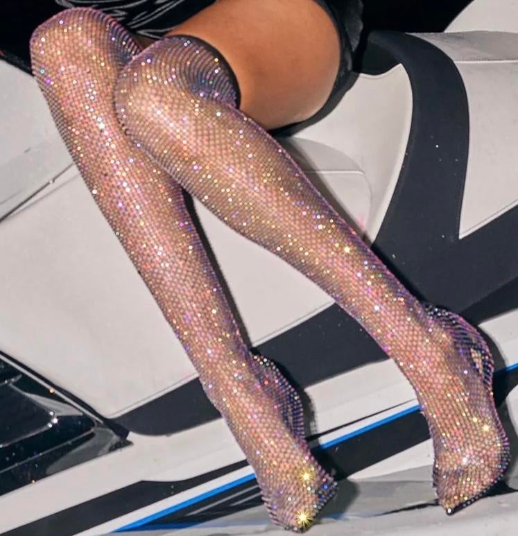 Fashion Nova Overknee Laarzen met Diamanten, Kleding | Dames, Schoenen, Hoge laarzen, Zwart, Nieuw, Ophalen of Verzenden