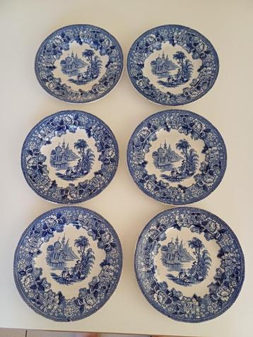 6x blauw en wit John Marshall & Co Bosphorus borden serie beschikbaar voor biedingen