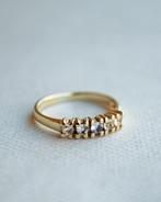Vintage 9K gouden half eternity ring CZ maansteen 17,25, Goud, Goud, Met edelsteen, 17 tot 18