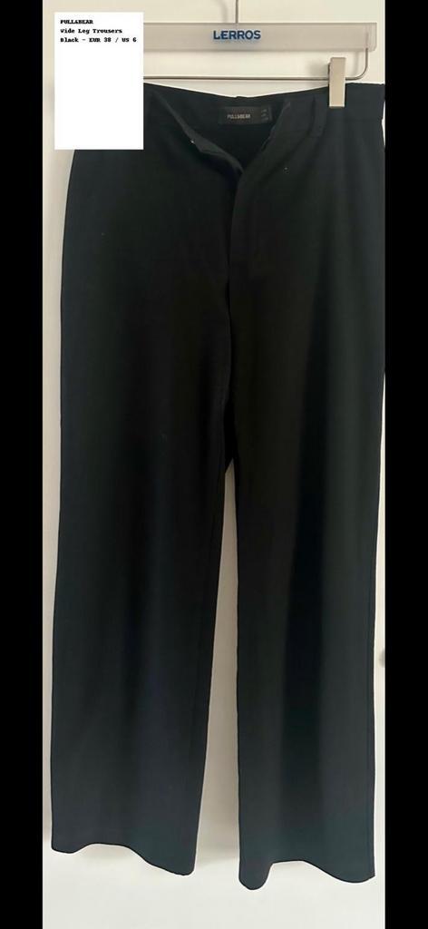 Pull&Bear zwarte wide leg pantalon maat 38, Kleding | Dames, Broeken en Pantalons, Zo goed als nieuw, Maat 38/40 (M), Zwart, Lang