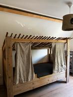 Steigerhouten 1 persoons kinderbed met dakje en gordijnen, Kinderen en Baby's, Kinderkamer | Stapelbedden en Hoogslapers, Ophalen