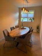 Ovale Mangohouten Eettafel met 6 Stoelen!, Huis en Inrichting, Complete eetkamers, Ophalen, Zo goed als nieuw, 4 tot 6 stoelen