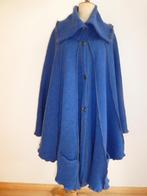 NIEUW SIMU cape 1 maat one size blauwe wol grijze biezen, SIMU, Nieuw, Blauw, Verzenden