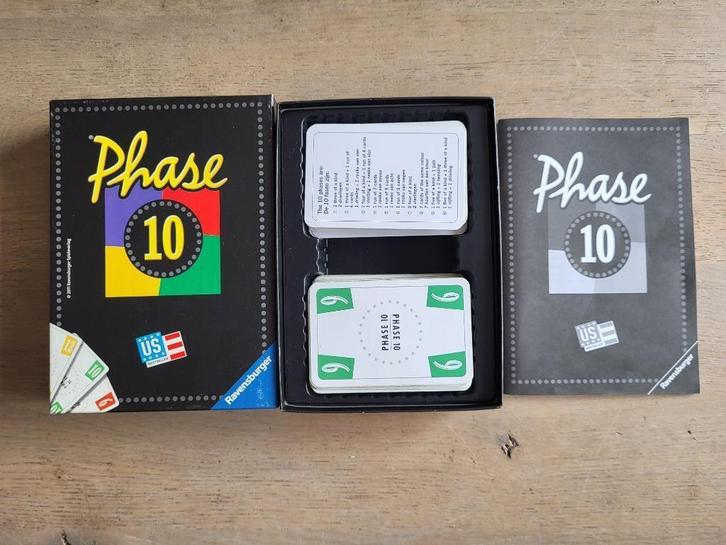 spel Phase 10, Hobby en Vrije tijd, Gezelschapsspellen | Bordspellen, Gebruikt, Een of twee spelers, Drie of vier spelers, Vijf spelers of meer