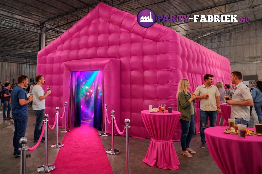 Roze opblaasbare partytent met disco en DJ, Ophalen of Verzenden, Zo goed als nieuw, Minder dan 5 meter, Partytent