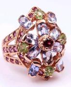 Zeer unieke zilveren ring met tanzaniet, peridoot & granaat, Nieuw, Ophalen of Verzenden, Met edelsteen, Dame