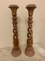 Twee houten kaarsen kandelaars, Antiek en Kunst, Ophalen of Verzenden