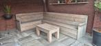 8 pers, loungeset met KUSSENS, Tuin en Terras, Tuinsets en Loungesets, Ophalen of Verzenden, Gebruikt, Steigerhout