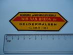 sticker oud Geldermalsen machine Wim v Breda landbouw boer, Verzenden, Zo goed als nieuw, Bedrijf of Vereniging
