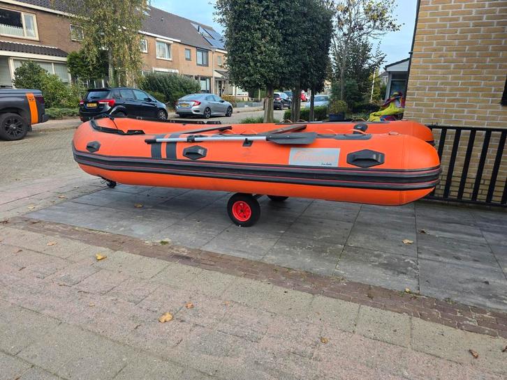 Fortunus oranje heavy duty rubberboot Yahama 8pk, Watersport en Boten, Rubberboten, Gebruikt, Overige merken, Hout, Minder dan 70 pk