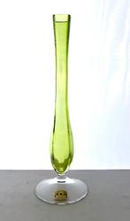 Val Saint Lambert smal groen vaasje kristal - soliflor, Ophalen of Verzenden