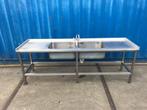 RVS spoelbak tafel + 2 grote diepe spoelbakken + Grohe kraan, Ophalen, Nieuw, Minder dan 100 cm