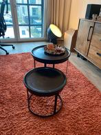 Vintage Bijzettafels Set - Massief & Stevig!, Rond, 55 tot 75 cm, Zo goed als nieuw, Industrieel