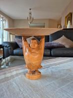 Vintage volhouten buddha met handbewerkt dienblad, Antiek en Kunst, Ophalen of Verzenden