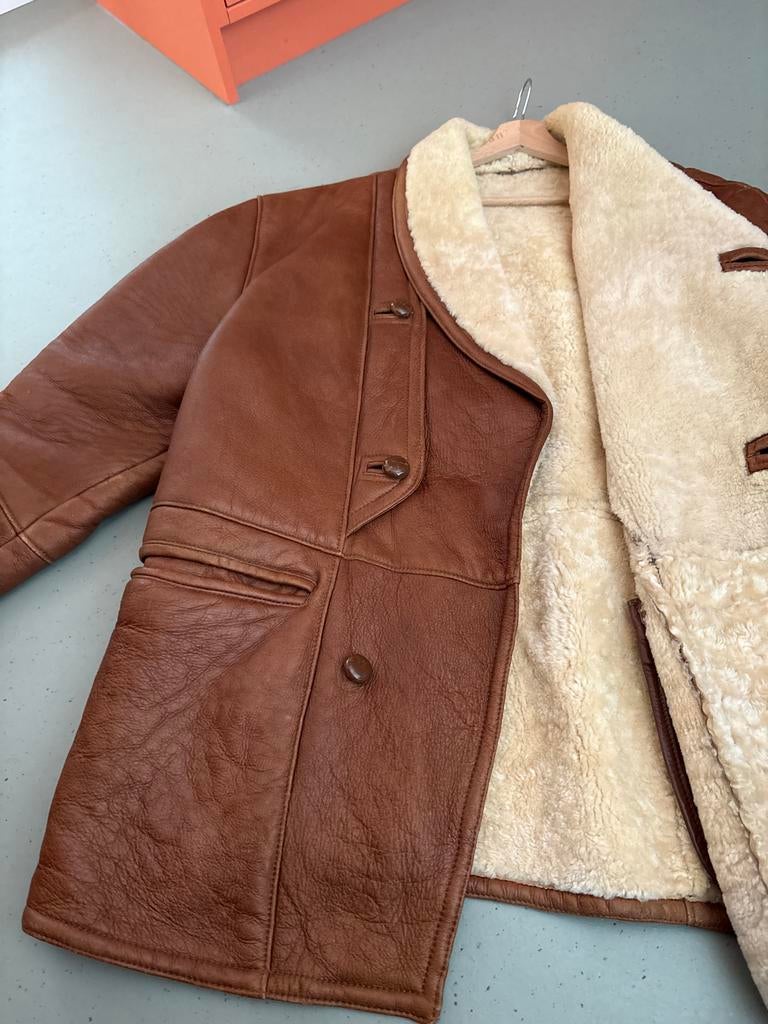 Vintage Shearling Lammy Herenjas XL Orfatti, Ophalen of Verzenden, Gedragen, Overige maten, Bruin