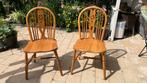 2 Vintage Windsor Rugstoelen Fiddle Wheel, Ophalen, Gebruikt, Twee, Bruin