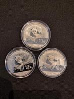 3x 1oz panda 2014. 999, Oost-Azië, Zilver, Ophalen of Verzenden, Losse munt
