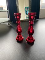 Rode Kandelaars - Set van 2, Huis en Inrichting, Woonaccessoires | Kandelaars en Kaarsen, Ophalen, Overige materialen, 25 tot 50 cm